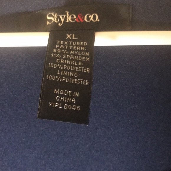 Style & Co. long sleeve size xl blue texture pattern sheer hem top - Picture 2 of 11